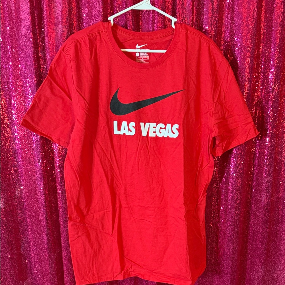 Nike Red Men's Tee with Las Vegas Print